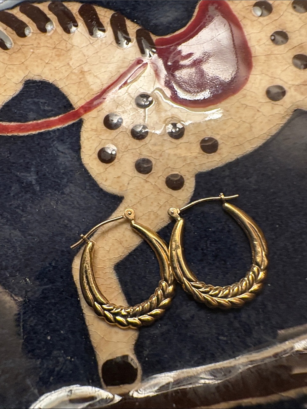 14k gold wheat hoop earrings